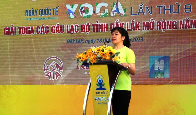 Bà Nguyễn Thụy Phương Hiếu – Phó Giám đốc Sở Văn hóa, Thể thao và Du lịch tỉnh phát biểu khai mạc